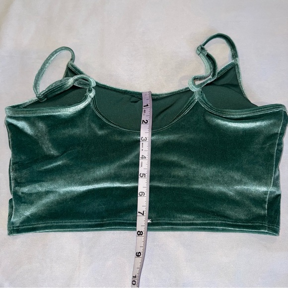 PINK Victoria's Secret Green Velour Velvet Crop Camisole Top with Bralet Size L - Picture 7 of 12